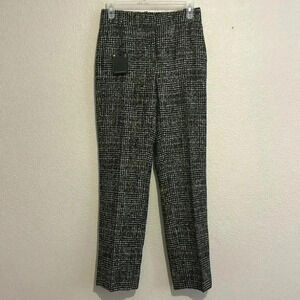 Massimo Dutti Wool Tweed Straight Leg High Waist Formal Trousers Pants